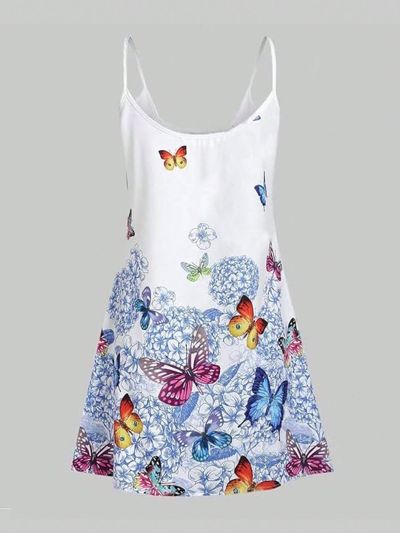 Plus Size Butterfly & Floral Printed Tank Top