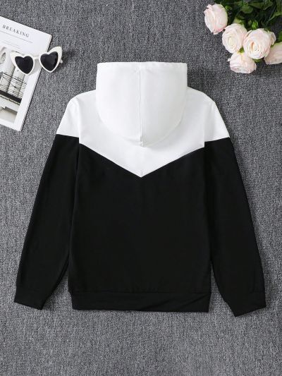 Teen Girl Two Tone Guipure Lace Panel Hoodie