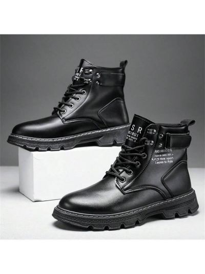 Men's Motorcycle Boots 2023 New Autumn High Top Shoes Thick Bottom Anti-slip Retro Trendy All-match Safety Work Boots