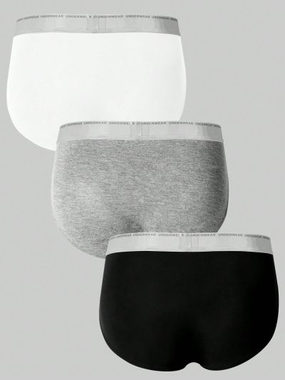 Men's Letter Print Elastic Waistband Triangle Boxer Briefs (3pcs/Set)