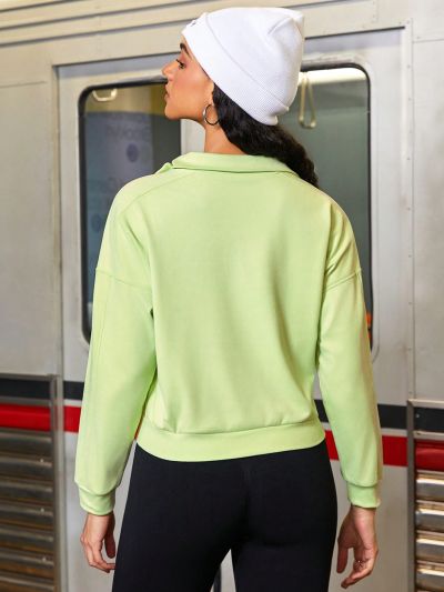 Street Sport Women'S Half Zipper Sports Sweatshirt With Letter Print