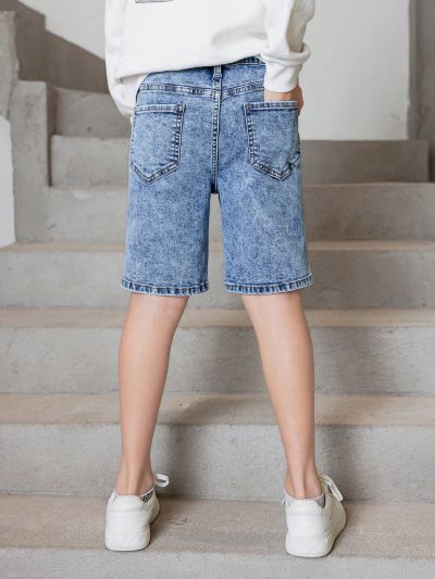 Tween Boys Ripped Water Wash Denim Shorts