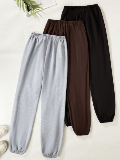 Teenagers' Casual Elastic Waistband Sweatpants With Letter Print