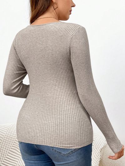 SHEIN Frenchy Plus Size Twisted Detail Long Sleeve Sweater