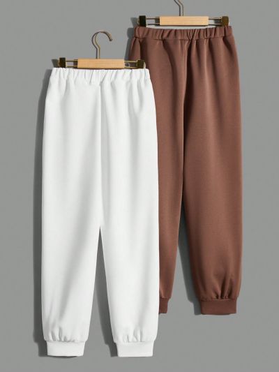 SHEIN Kids SUNSHNE Tween Boys' Coconut Tree Printed Joggers With Elastic Cuffs And Loose Knitted Sweatpants, 2 Colors Available, 1pc Each