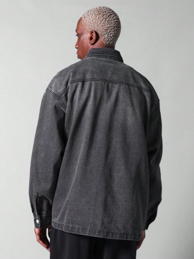 SUMWON Oversized Denim Shirt With Pocket