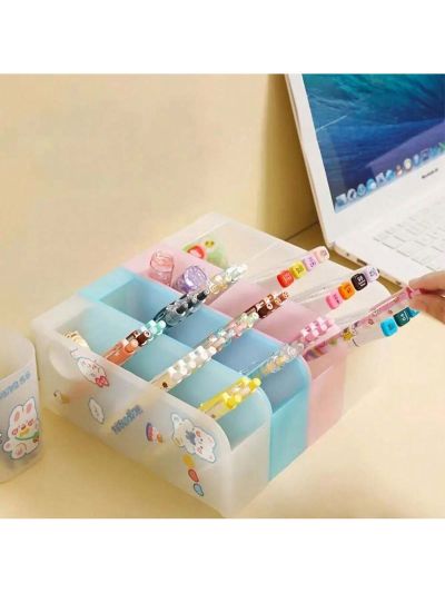 1pc Multicolor Desk Stationery Storage Box Pen & Pencil Holder Organizer Desktop Display Shelf