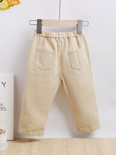 Baby Boy Apricot Casual Patch Embroidery Jeans