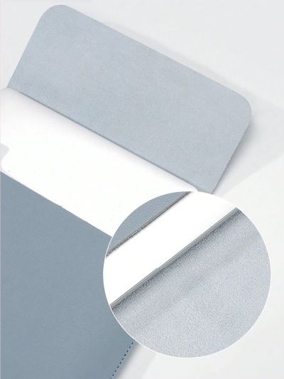 1pc Sky Blue Pu Leather Laptop Sleeve And Power Adapter Carrying Case, Compatible With Apple Macbook Air/pro