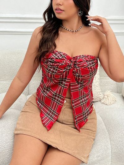 SHEIN Qutie Plus Size Women's Plaid All-match College Style Top/ivy League Top