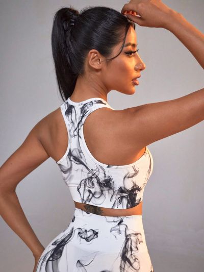 Tie-Dyed Slim Fit Cropped Sports Tank Top