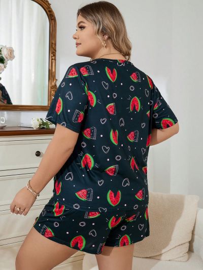 Plus Watermelon Print PJ Set