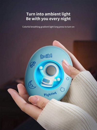 1pc Mini Astronaut Hand Warmer & Cute Cartoon Pet Design Portable Usb Rechargeable Warm Baby Night Light