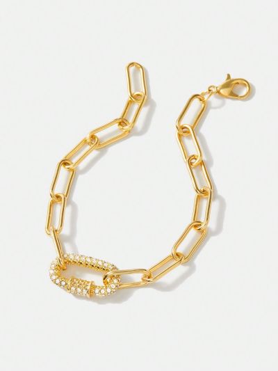 MOTF PREMIUM GOLD PLATED FULL CRYSTAL BUCKLE MINIMALIST STYLE CHAIN BRACELET