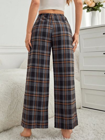 Plaid Pattern Casual Women's Sleepwear Bottom