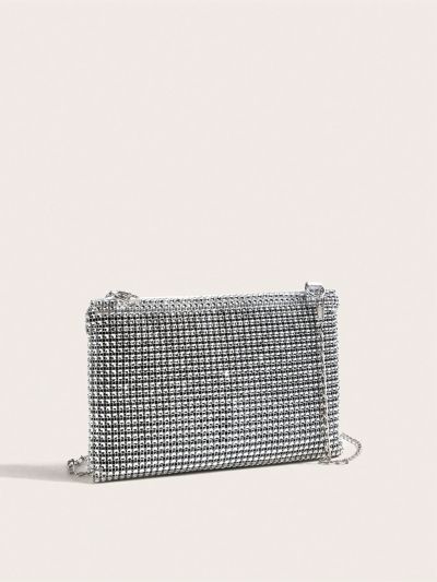 Glamorous Glitter Bling, Sequin, Luxury, Shiny Rhinestone Decor Chain Square Bag Evening Bag, Dinner Bag For Party Girl, Woman, Bride Perfect for Party, Wedding, Prom, Dinner/Banquet, For Cocktail