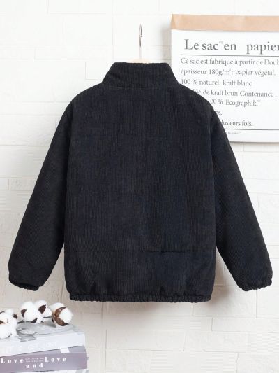 SHEIN Tween Boy Plaid Lined Zip Up Corduroy Winter Coat