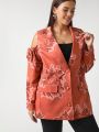 FORREST Plus Floral Print Cold Shoulder Blazer