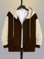 Men's Plus Size Colorblock Zipper Front Hoodie