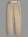 SHEIN Kids EVRYDAY Boys' Leisure Comfortable Warm Fleece-lined Jogger Pants