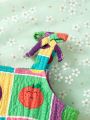 Infant Girls' Casual Comfortable Cute Fruit Printed Cami Jumpsuit With Bowknot Strap