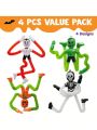 JOYIN 4 PCS Halloween Sensory Stretchy Fidget Toys, Stress Relief Telescopic Pop Tube Toys, Halloween Party Favors Children Gift, Pumpkin, Skeleton, Vampire, Kids Sensory Toys