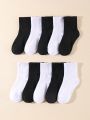 10 Pairs Kids' Elasticity Athletic & Casual & Daily Wear Socks, Autumn/winter