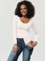 Ladies' Solid Color Long Sleeves Bodysuit For Body Shaping