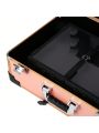 LED Makeup Case Cosmetic Train Table W/6 LED Lights & Rolling Wheels & Mirror