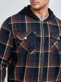 SHEIN Extended Sizes Men Plus Plaid Print Flap Pocket Hooded Overcoat