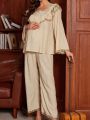 Maternity Ruffle Edge Decoration Long Sleeve Pajamas
