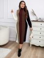 SHEIN Essnce Plus Color Block Turtleneck Sweater Dress