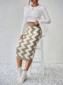 SHEIN Essnce Chevron Pattern Knit Skirt