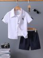 Toddler Boys' Gentleman Style Short Sleeve Shirt And Shorts Set