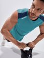 Men Color Block And Letter Graphic Sports Tank