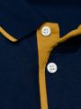 Manfinity Men's Plus Size Color Block Casual Polo Shirt