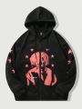 ROMWE Street Life Men's Character Print Black Hoodie