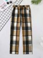 Manfinity Hypemode Men's Plaid Drawstring Waist Slant Pocket Straight Pants