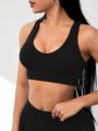 Yoga Basic Women's Cross Hollow Out Back Sports Bra