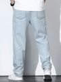 Extended Sizes Men's Plus Size Denim Pants With Slanted Pockets