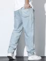 Extended Sizes Men's Plus Size Denim Pants With Slanted Pockets