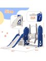 Merax Toddler Slide and Swing Set 5 in 1, Kids Playground Climber Slide Playset with Basketball Hoop Freestanding Combination for Babies Indoor & Outdoor