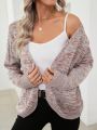 Knitted Blend Double Pocket Cardigan With Open Front