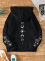 Women's Moon And Eye Printed Hoodie Sweatshirt