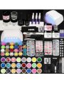 Morovan Acrylic Nail Kit - 27 Colors Nails Kit Acrylic Set with U V Light Acrylic Nail Set Practical Powder Glitter Sequins Nail Kit Set Professional Acrylic