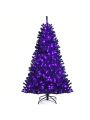 Costway 6ft Pre-lit PVC Christmas Halloween Tree Black w/ 250 Purple LED Lights