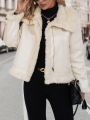 SHEIN Frenchy Faux Shearling Lined Zipper Jacket