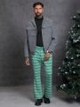 SHEIN Men Geo Print Flare Leg Suit Pants