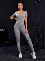 Yoga Basic Women'S Seamless Mock Neck Sports Jumpsuit