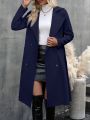 Women's Solid Color Double-breasted Belted Trench Coat